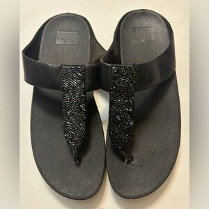 Fitflop Black Sandals with Beaded Strap